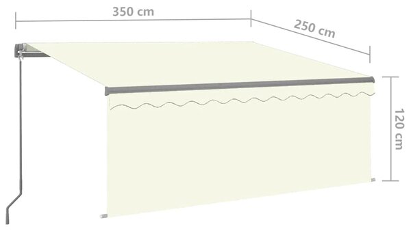 Tenda na ručno uvlačenje s roletom LED 3,5 x 2,5 m krem - Krema / 3.5 x 2.5 m