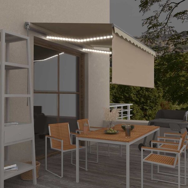 Tenda na ručno uvlačenje s roletom LED 3,5 x 2,5 m krem - Krema / 3.5 x 2.5 m