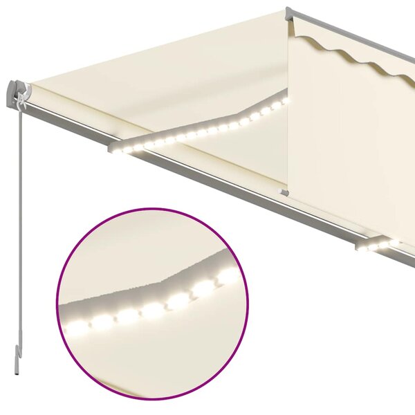 Tenda na ručno uvlačenje s roletom LED 3,5 x 2,5 m krem - Krema / 3.5 x 2.5 m