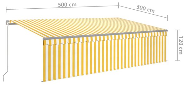Tenda na ručno uvlačenje s roletom LED 5 x 3 m žuto-bijela - Žuta / 5 x 3 m