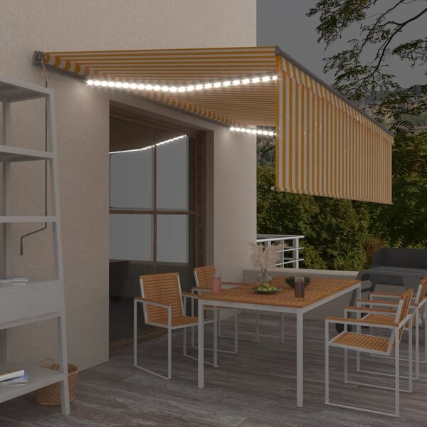 Tenda na ručno uvlačenje s roletom LED 5 x 3 m žuto-bijela - Žuta / 5 x 3 m