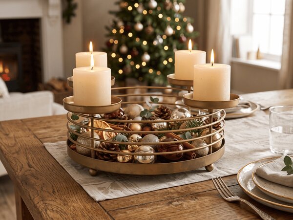 Metalni adventni svijećnjak GOLDEN ADVENT 32 cm, zlatni