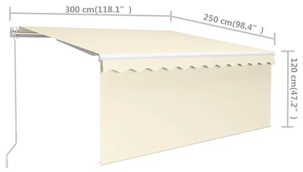 Tenda na ručno uvlačenje s roletom 3 x 2,5 m krem - Krema / 3 x 2.5 m
