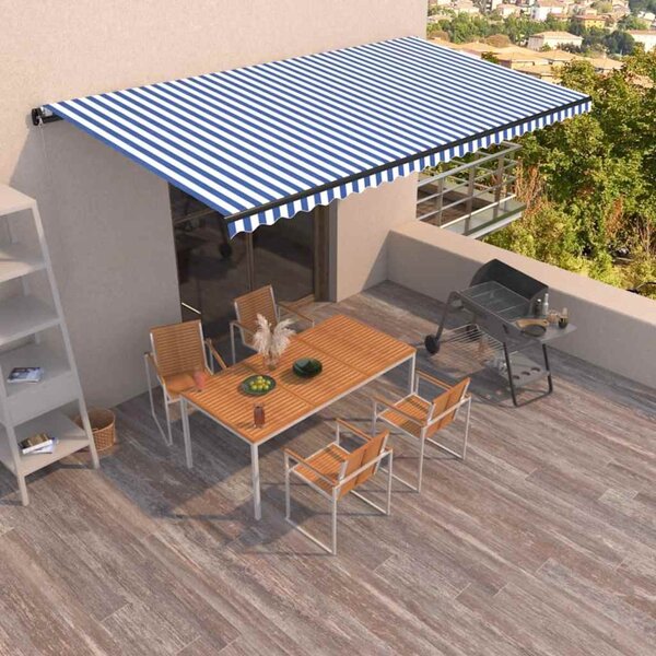Tenda na ručno uvlačenje 600 x 350 cm plavo-bijela - Plava / 600 x 350 cm