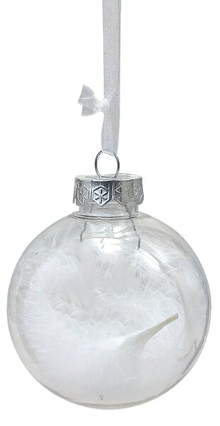 Set od 12 kom božićnih ukrasa WHITE FEATHER 9 cm, bijele