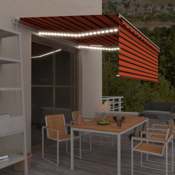 Tenda na ručno uvlačenje s roletom LED 4 x 3 m narančasto-smeđa - Šarena / 4 x 3 m