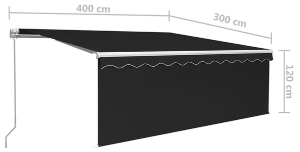 Tenda na ručno uvlačenje s roletom LED 4 x 3 m antracit - Antracitno siva / 4 x 3 m