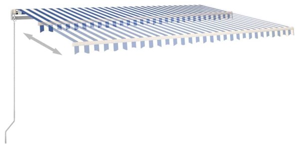 Tenda na ručno uvlačenje LED 500 x 350 cm plavo-bijela - Plava / 500 x 350 cm