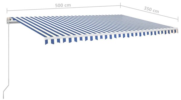 Tenda na ručno uvlačenje LED 500 x 350 cm plavo-bijela - Plava / 500 x 350 cm