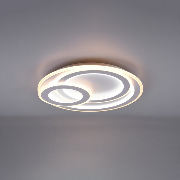 Trio Lighting Mita LED stropna svjetiljka s daljinskim upravljačem, CCT, okrugla, prigušiva, Bijela, Dnevni boravak/blagovaonica, Metal