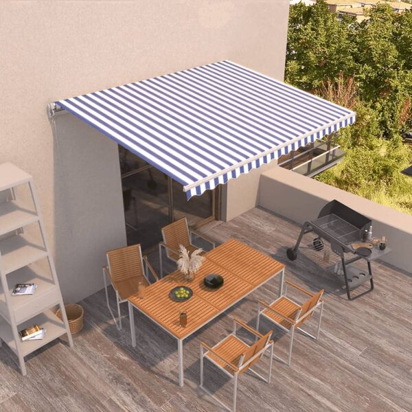 Tenda na ručno uvlačenje 400 x 350 cm plavo-bijela - Plava / 400 x 350 cm