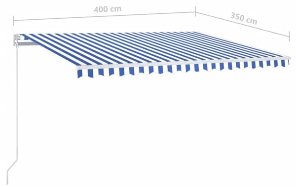 Tenda na ručno uvlačenje 400 x 350 cm plavo-bijela - Plava / 400 x 350 cm
