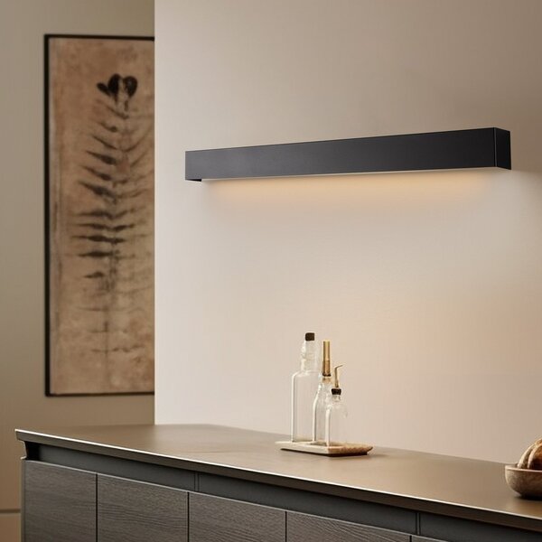 Nowodvorski Lighting Zidna svjetiljka ravna M, 92 cm, crna, Crno, Dnevni boravak/blagovaonica, Metal, Zidni kvadrat
