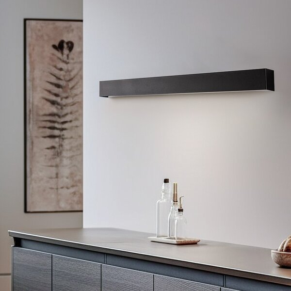 Nowodvorski Lighting Zidna svjetiljka ravna M, 92 cm, crna, Crno, Dnevni boravak/blagovaonica, Metal, Zidni kvadrat