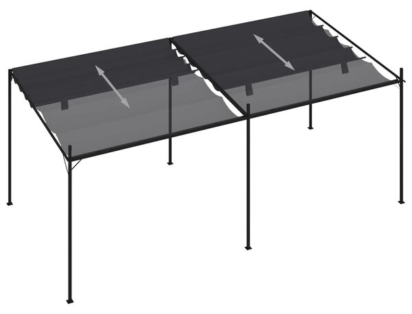 Sjenica s pomičnim krovom 600 x 300 x 233 cm antracit - Antracitno siva / 600 x 300 x 233 cm