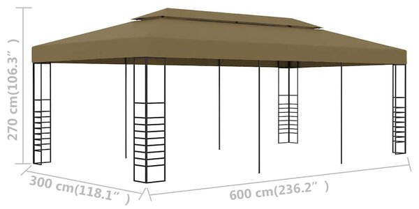 Vrtna sjenica 6 x 3 x 2,7 smeđe-siva 180 g/m² - Tupe / 3 x 6 m