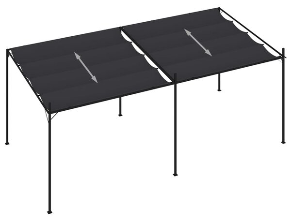 Sjenica s pomičnim krovom 600 x 300 x 233 cm antracit - Antracitno siva / 600 x 300 x 233 cm