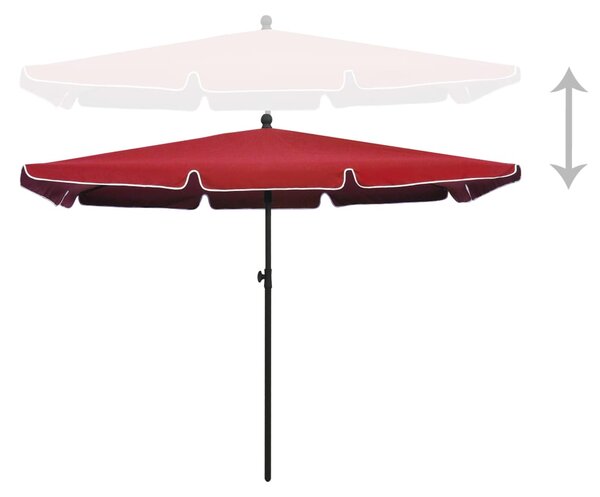Vrtni suncobran sa šipkom 210 x 140 cm bordo - Crvena / N/A