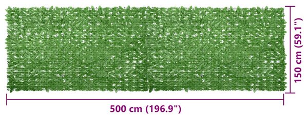 Balkonski zastor sa zelenim lišćem 500 x 150 cm - Zelena / 500 x 150 cm