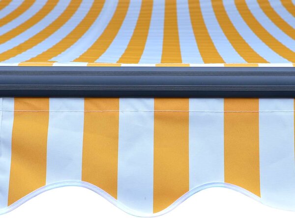 Tenda na ručno uvlačenje s LED svjetlima 300x250 cm žuto-bijela - Žuta / 300 x 250 cm