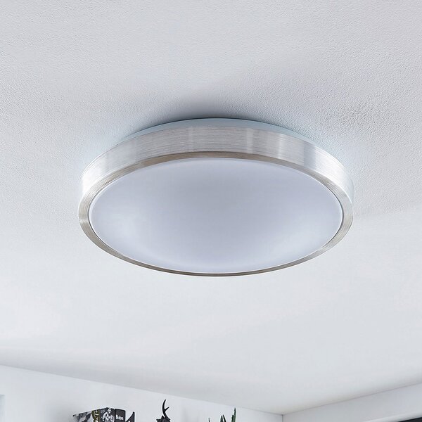 Lindby LED stropna svjetiljka Emelie, Ø 42 cm, boja aluminija, metal, Metalik, Dnevni boravak/blagovaonica, Metal