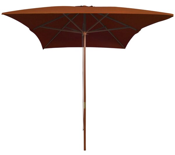 Vrtni suncobran s drvenim stupom 200 x 300 cm terakota - Smeđa / N/A