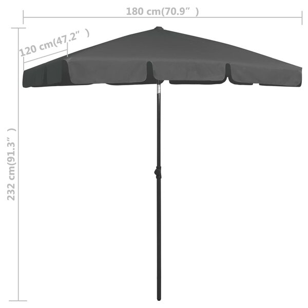 Suncobran za plažu antracit 180 x 120 cm - Antracitno siva / 180 x 120 cm