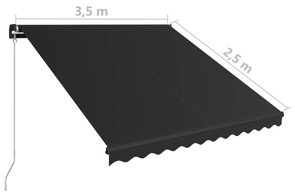 Tenda na ručno uvlačenje 350 x 250 cm antracit - Antracitno siva / 350 x 250 cm