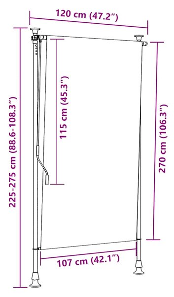 Vanjska roleta 120 x 270 cm krem - Krema / 120 x 270 cm