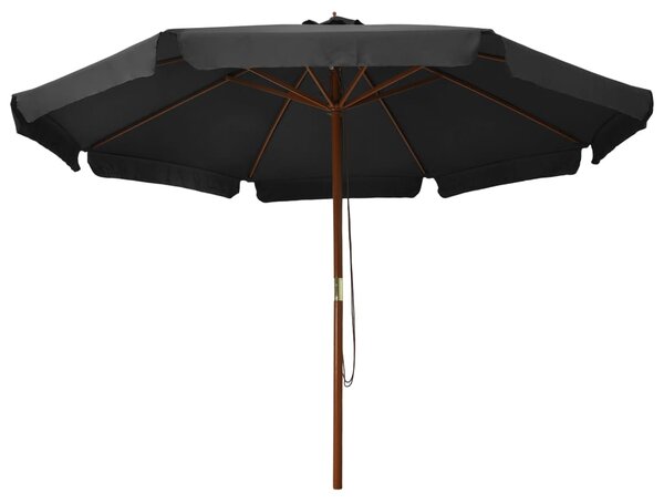 Vrtni suncobran s drvenom šipkom 330 cm antracit - Antracitno siva / N/A