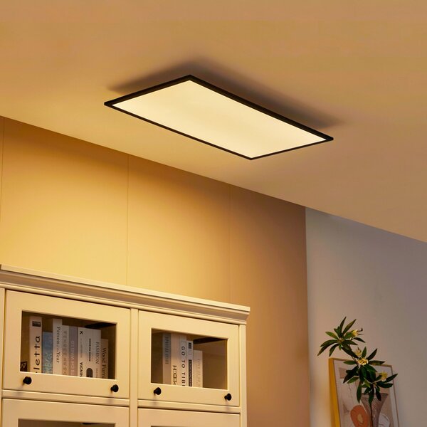 Lindby LED panel Lamin, crni, 80 cm, CCT, dimabilan, daljinski, prigušiva, Crno, Dnevni boravak/blagovaonica, Metal
