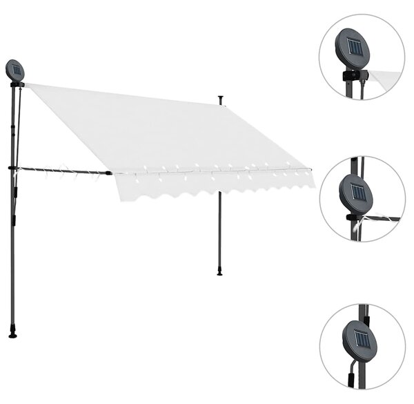 Tenda na ručno uvlačenje s LED svjetlima 250 cm krem - Krema / N/A