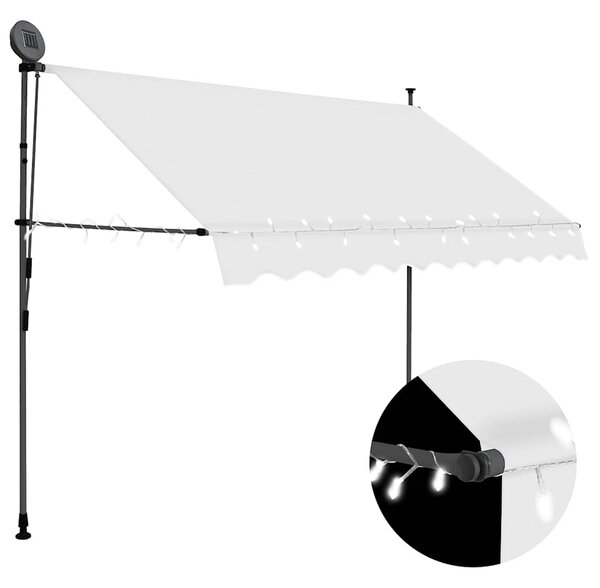 Tenda na ručno uvlačenje s LED svjetlima 250 cm krem - Krema / N/A