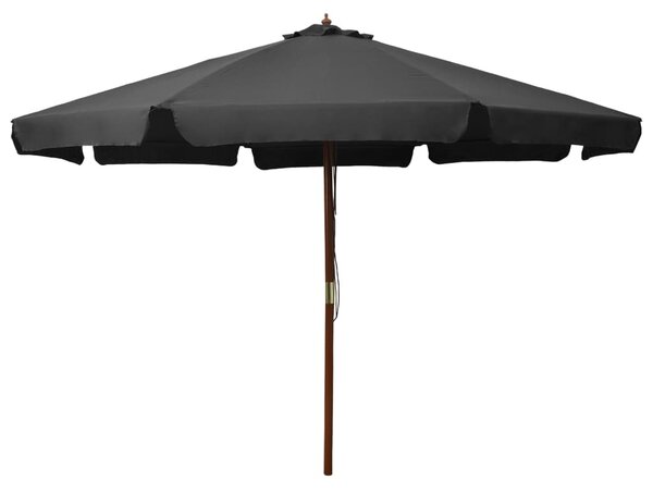 Vrtni suncobran s drvenom šipkom 330 cm antracit - Antracitno siva / N/A