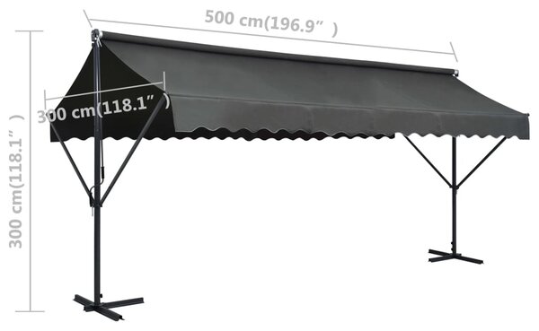 Samostojeća tenda 500 x 300 cm antracit - Antracitno siva / 5 x 3 m