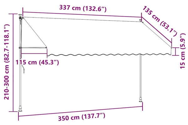 Tenda na ručno uvlačenje 350 cm antracit - Antracitno siva / N/A