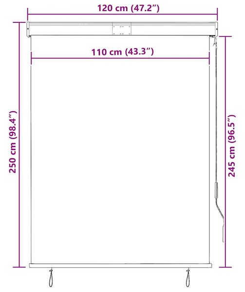 Vanjska roleta 120 x 250 cm bijelo-narančasta - Narančasta / 120 x 250 cm