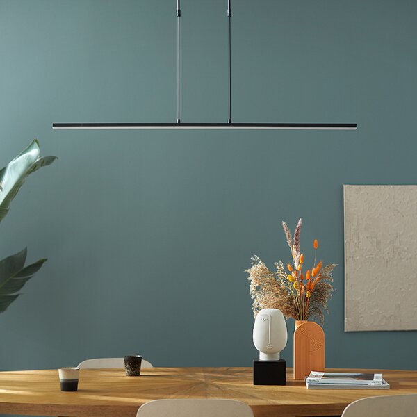 Steinhauer Zelena LED viseća svjetiljka, crna, dužina 122cm, metal, CCT, prigušiva, Crno, Dnevni boravak/blagovaonica, Metal