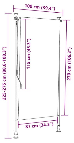 Vanjska roleta 100 x 270 cm antracit - Antracitno siva / 100 x 270 cm