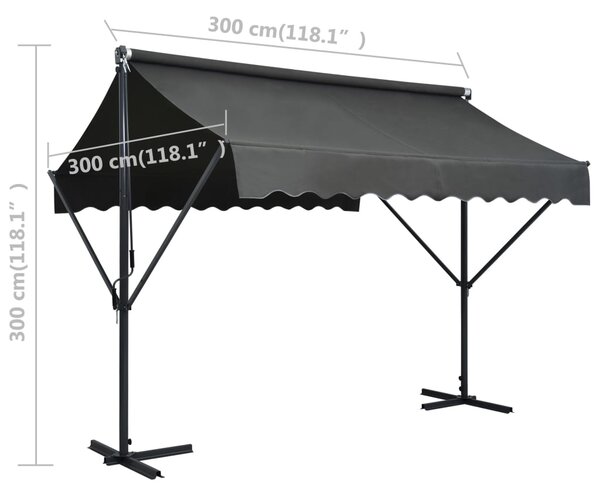 Samostojeća tenda 300 x 300 cm antracit - Antracitno siva / 3 x 3 m