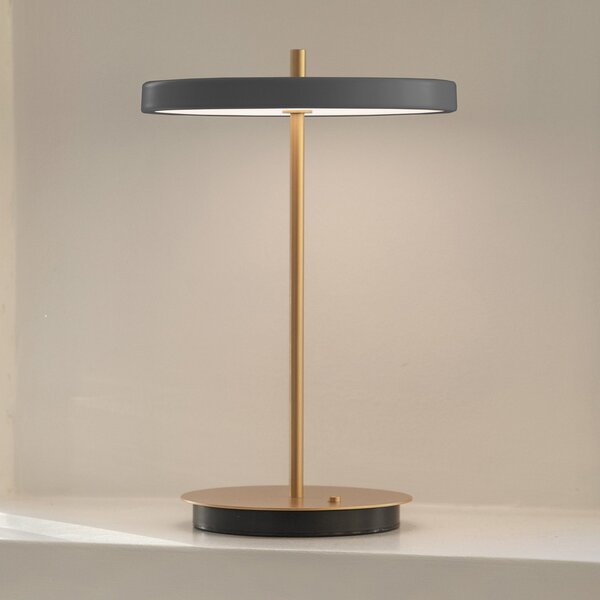 UMAGE LED stolna lampa na baterije Asteria Move antracit/mesing 31 cm, prigušiva, Zlato / mjed, Dnevni boravak/blagovaonica, Metal