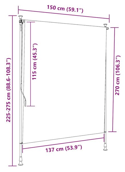 Vanjska roleta 150 x 270 cm krem - Krema / 150 x 270 cm