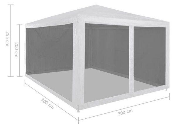 Šator za zabave s 4 mrežasta bočna zida 3 x 3 m - Bijela / 3 x 3 m