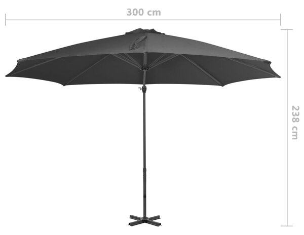 Konzolni vrtni suncobran s aluminijskim stupom 300 cm antracit - Antracitno siva / N/A