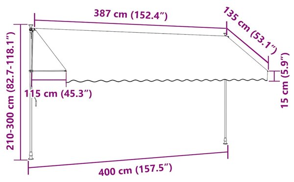 Tenda na ručno uvlačenje 400 cm krem - Krema / N/A