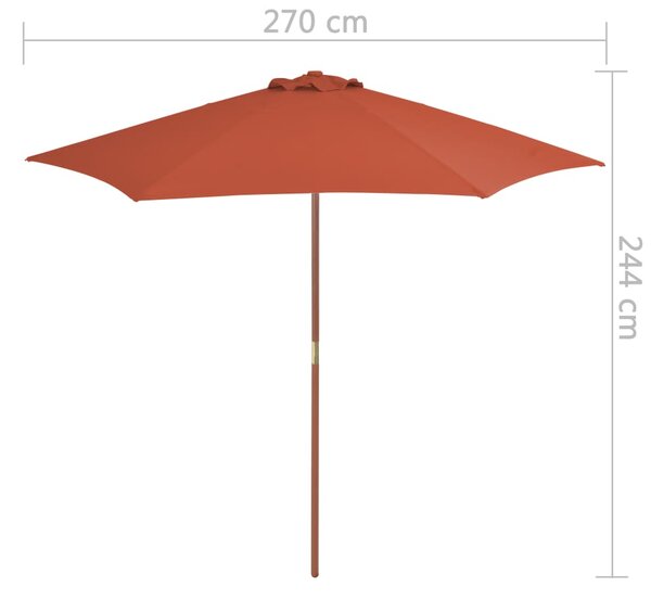 Vanjski suncobran s drvenim stupom 270 cm terakota - Smeđa / N/A