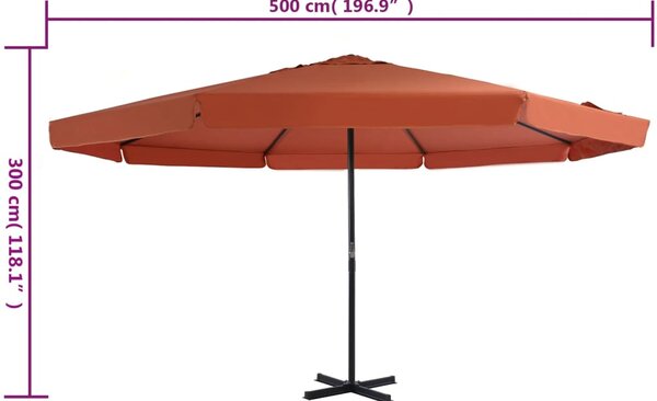 Vrtni suncobran s aluminijskom šipkom 500 cm boja cigle - Smeđa / 500 cm