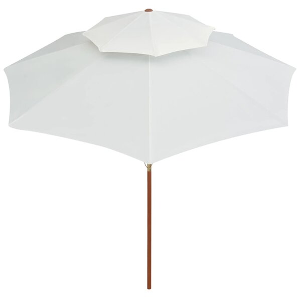 Dvoslojni suncobran 270 x 270 cm s drvenim stupom krem bijeli - Bijela / N/A
