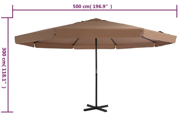 Vrtni suncobran s aluminijskom šipkom 500 cm bež - Tupe / 500 cm