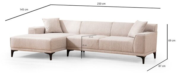 Atelier Del Sofa Kutna garnitura, Bijela, Petra L Corner - White